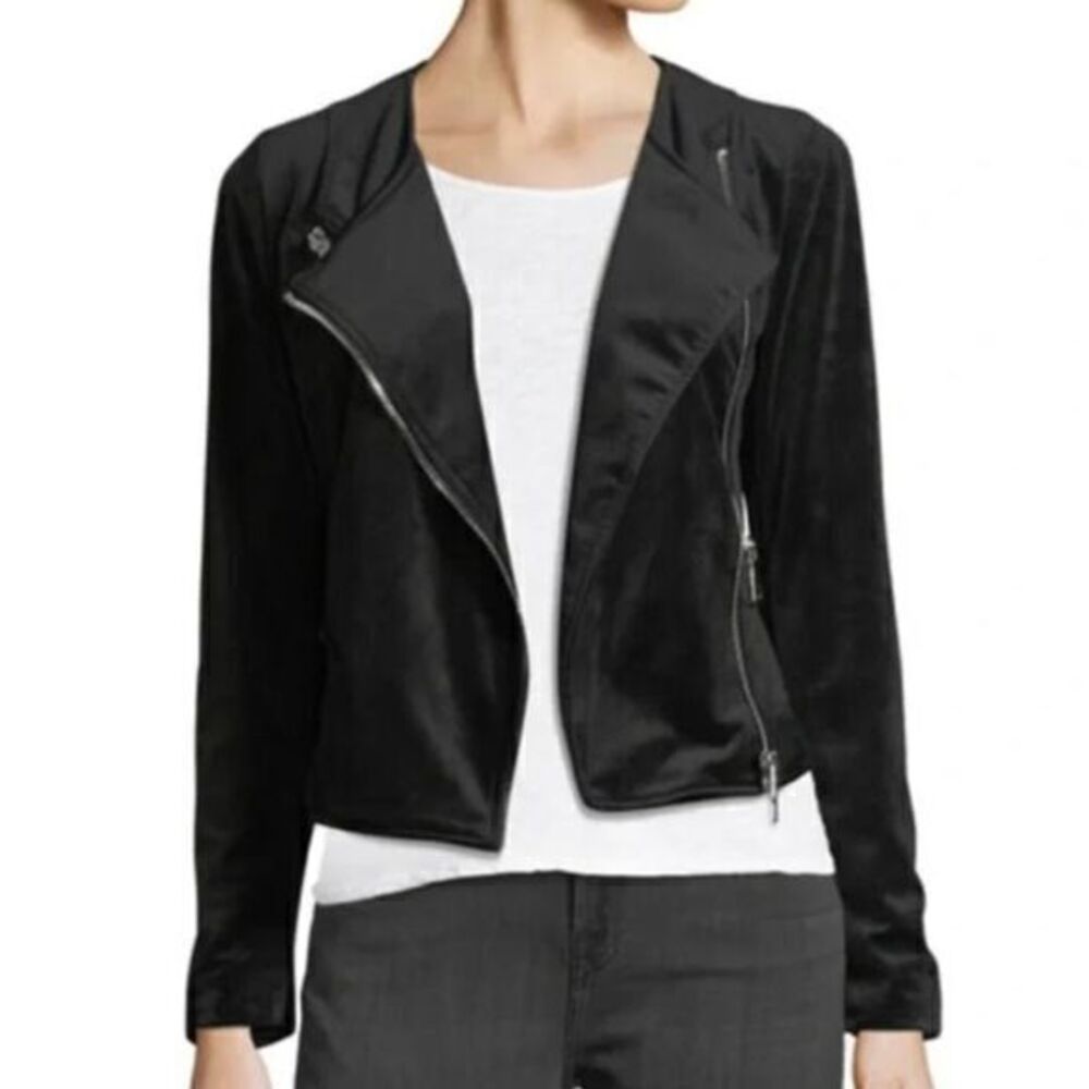 FREE GENERATION NWT Black Velvet Moto-Style Women's Jacket LARGE